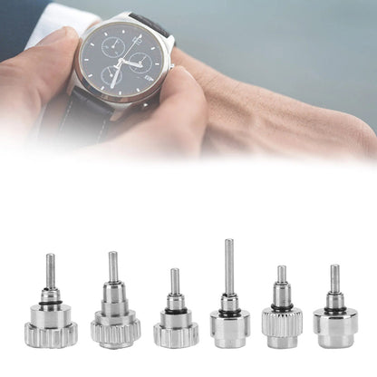 Stainless steel watch case buttons and spring bars set, 24pcs with 12 types for precise replacements.