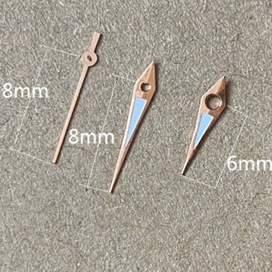 Rose Golden Trim Arrow Shape Lume Watch Hands for Miyota 2035, precise design for stylish timepieces