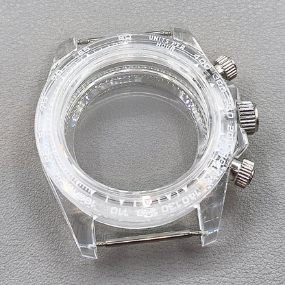 39mm Transparent Acrylic Watch Case Fit 29.5mm Dial for VK63 Movement