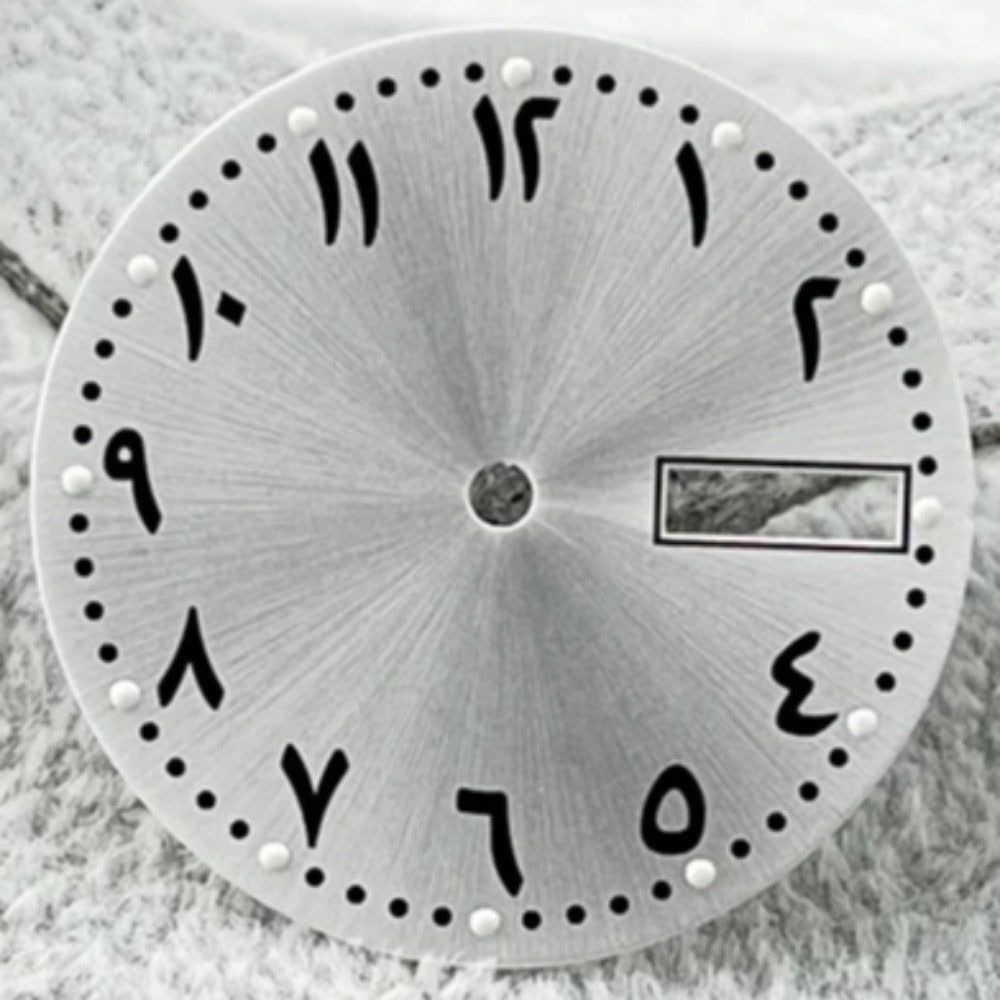 Silver Modified 28.5mm Arabic Font Watch Dial Green Lume for NH36/4R36/7S26
