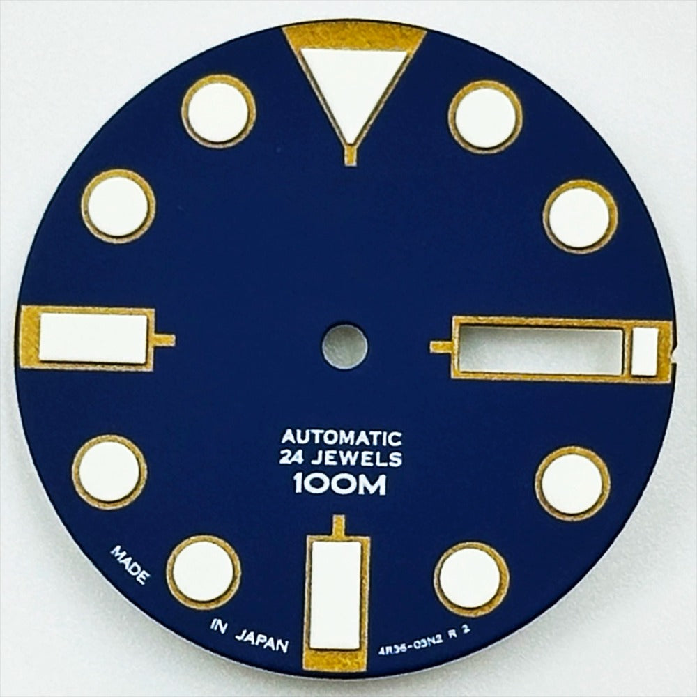 Blue luminous 28.5mm Modified Datejust dial with diving green accents for NH35 NH36 movement.