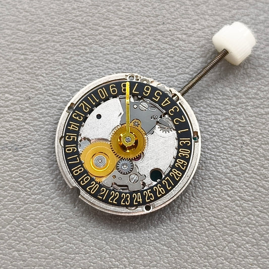 Swiss ETA 956.114 Black Disk Quartz Movement Golden Font Date@6 2 Hands