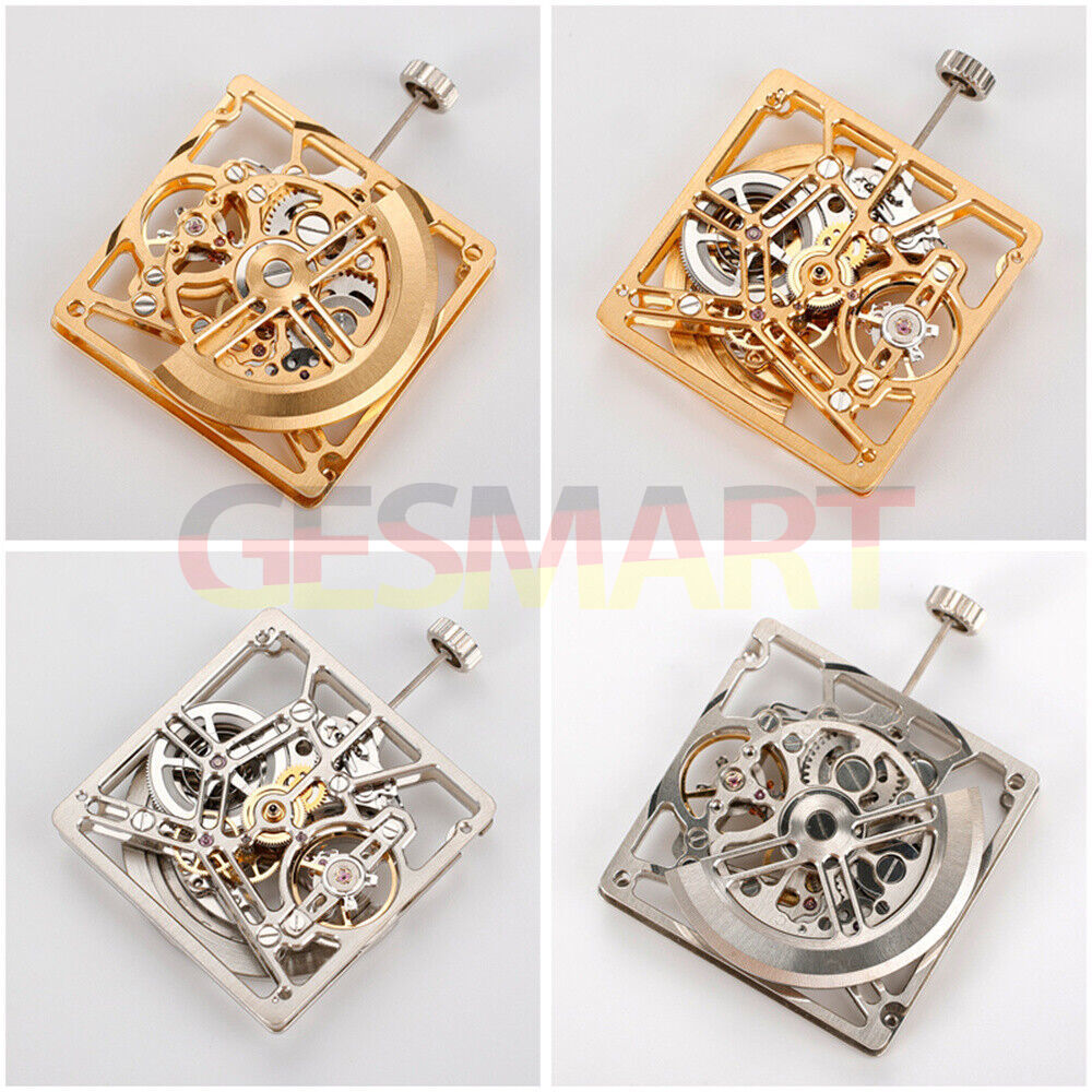 Asian HZ1B01D watch accessory featuring silver, gold, and black hollow squares with automatic mechanical movement.