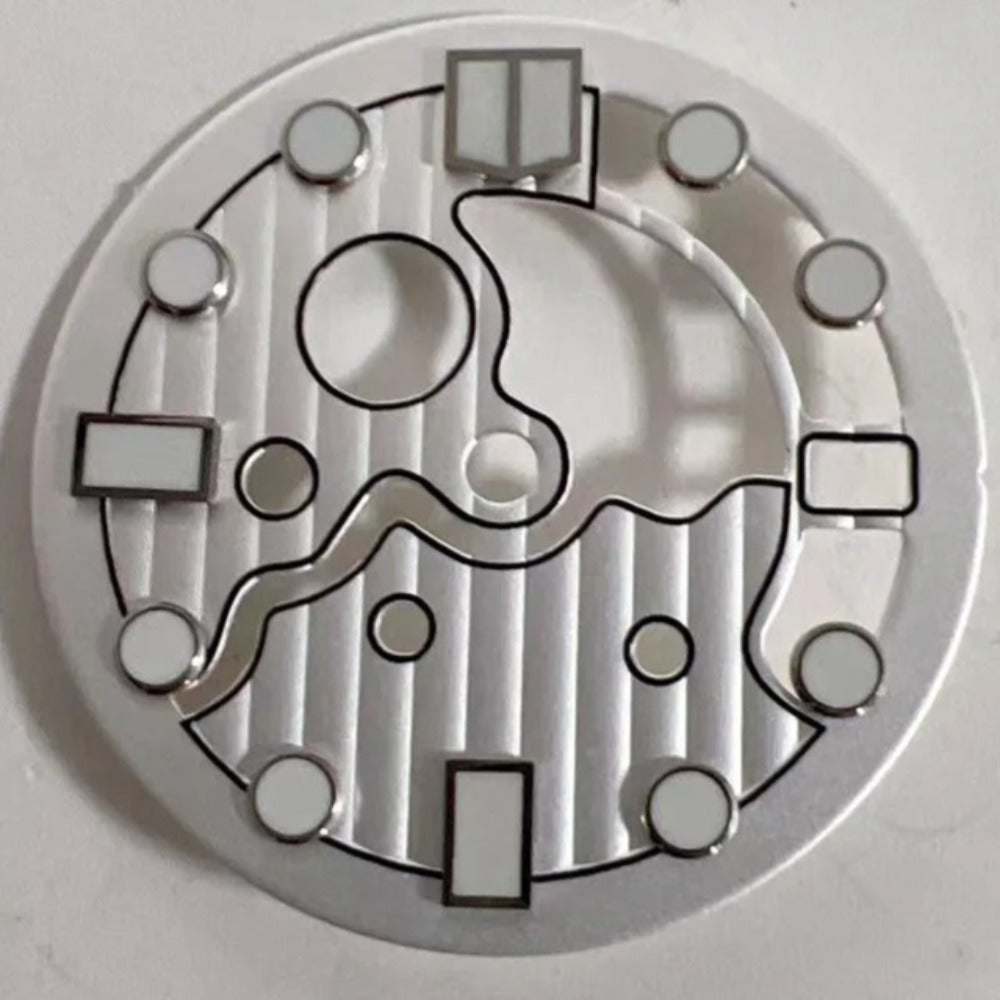 28.5mm Light Grey Vertical Texture Hollow Lume Watch Dial for NH35/NH36 Movement