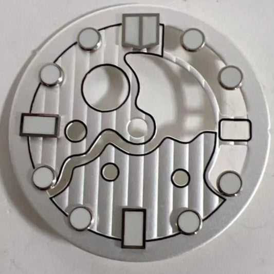 28.5mm Light Grey Vertical Texture Hollow Lume Watch Dial for NH35/NH36 Movement