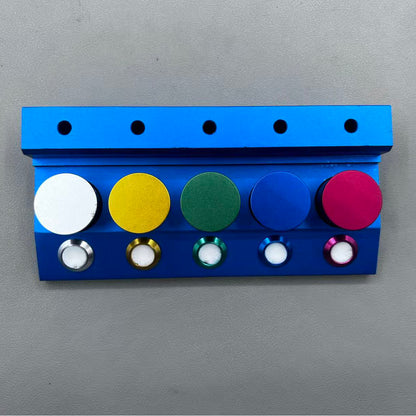 Die-cast alloy 5-container oil cup stand for watch repair accessories.