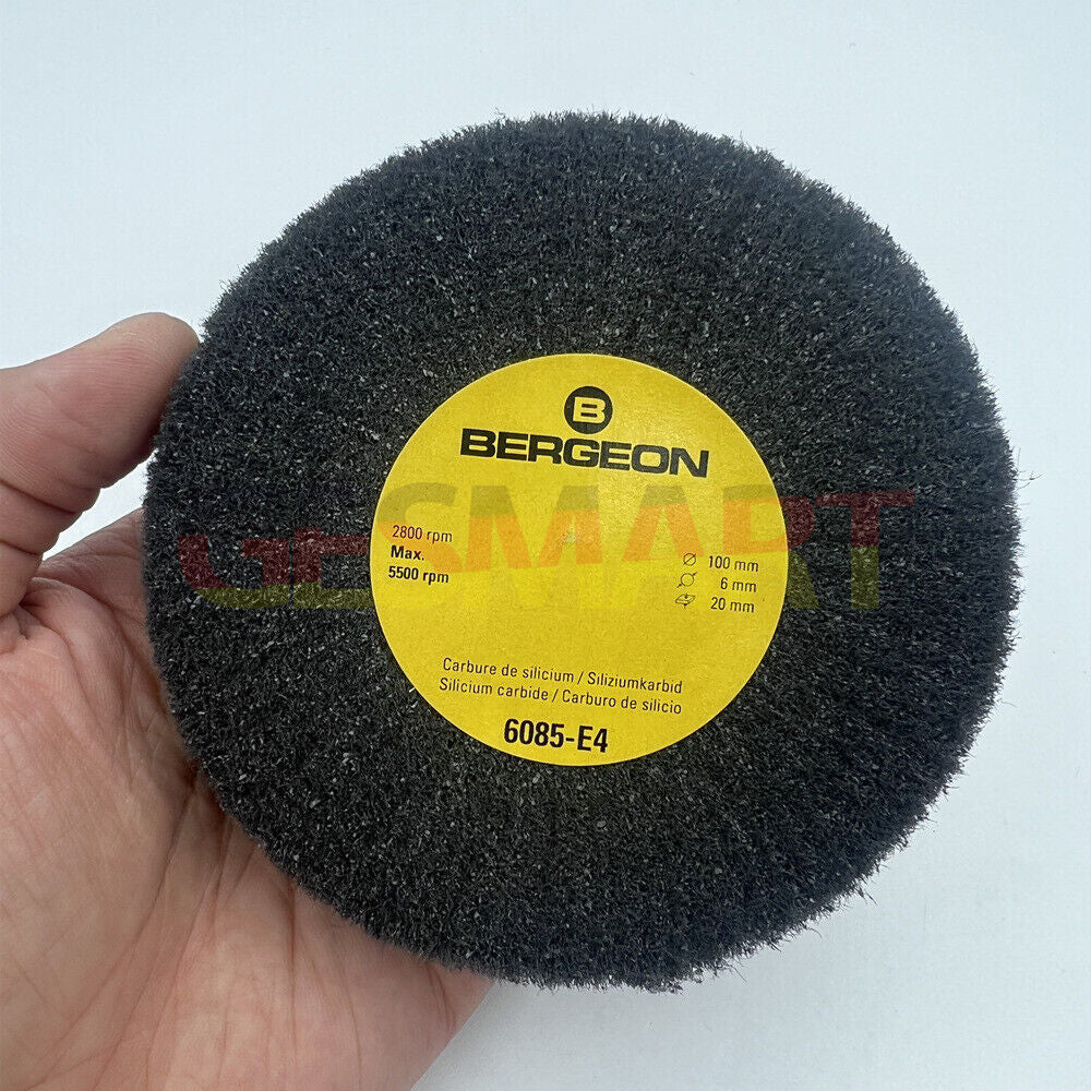 Bergeon 6085-E4 ultra fine abrasive wheel for satin finishing watch metal surfaces.