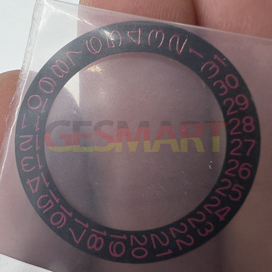 Red character date wheel for NH35/NH36 watch movement, black background, precise time display.