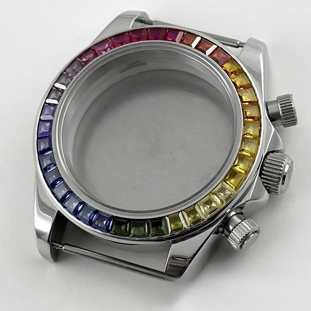 Daytona 40mm Sapphire Glass Watch Case Ceramic Bezel Men's for VK63 VK63A VK64