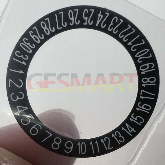 Black background date wheel overlay with white font for NH35 NH36 movements, date display at 6 o'clock