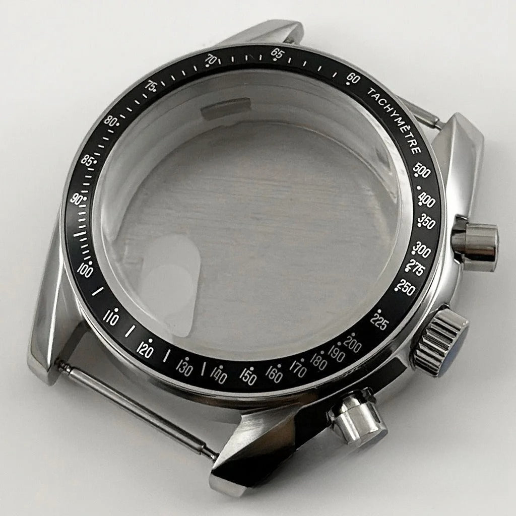 PVD Black 40mm Men's Watches Metal Watch Case For VK63 VK64 for 20mm Strap