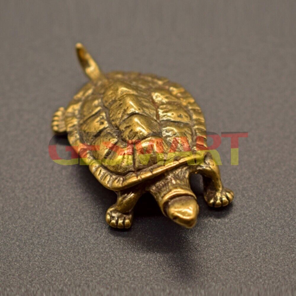 Hand-carved solid copper Longevity Turtle trinket with vintage bronze finish, perfect for watch accessory display.