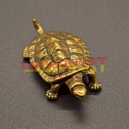 Hand-carved solid copper Longevity Turtle trinket with vintage bronze finish, perfect for watch accessory display.
