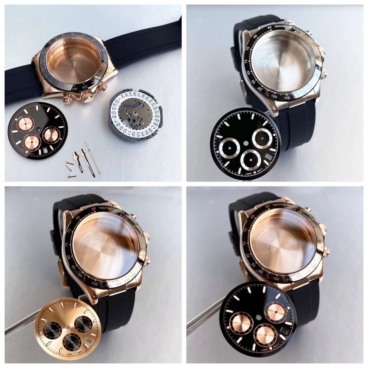 39mm Steel Case+Dial+movt+band with Sapphire Glass Set for VK63 VK64 Movement