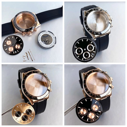 39mm Steel Case+Dial+movt+band with Sapphire Glass Set for VK63 VK64 Movement