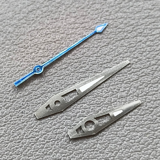 2 Sets Lume Blue Second Hand Silver Trim Watch Hands for NH35 36 NH38 NH72 NH70