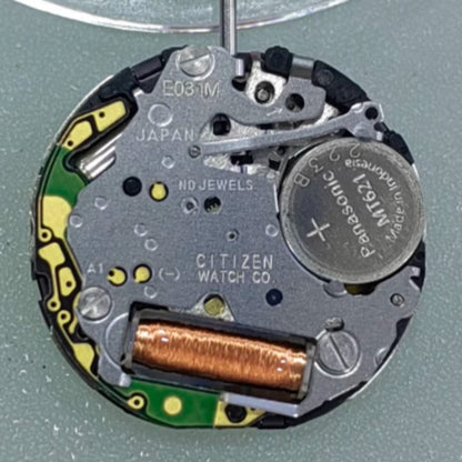Citizen E031M Eco-Drive solar watch movement for precise, reliable timekeeping in repair parts.