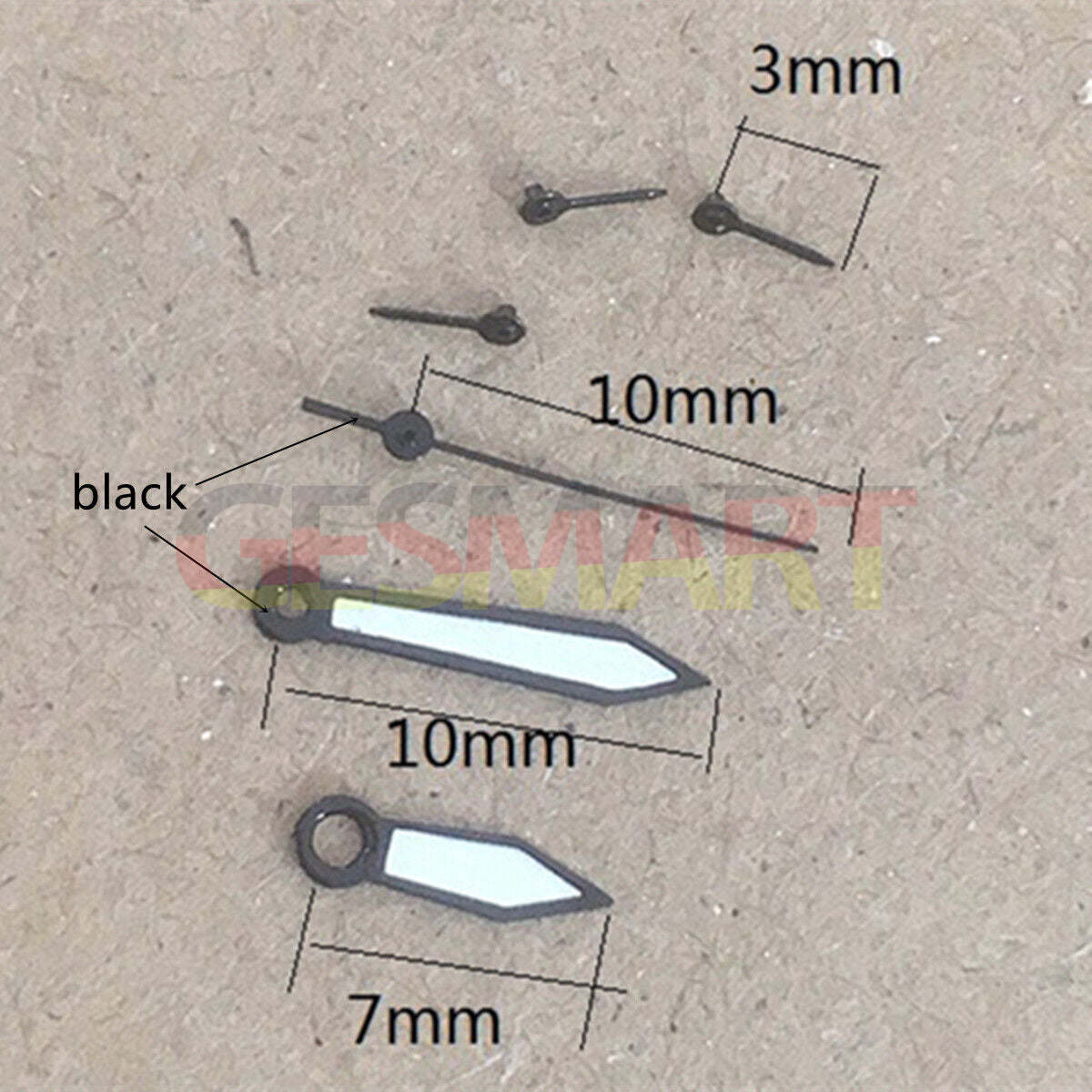 Black trim white painted watch hands designed for Miyota OS10 OS20 OS22 OS60 OS80 movements, precision fit.