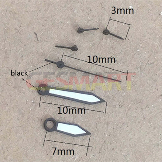 Black trim white painted watch hands designed for Miyota OS10 OS20 OS22 OS60 OS80 movements, precision fit.