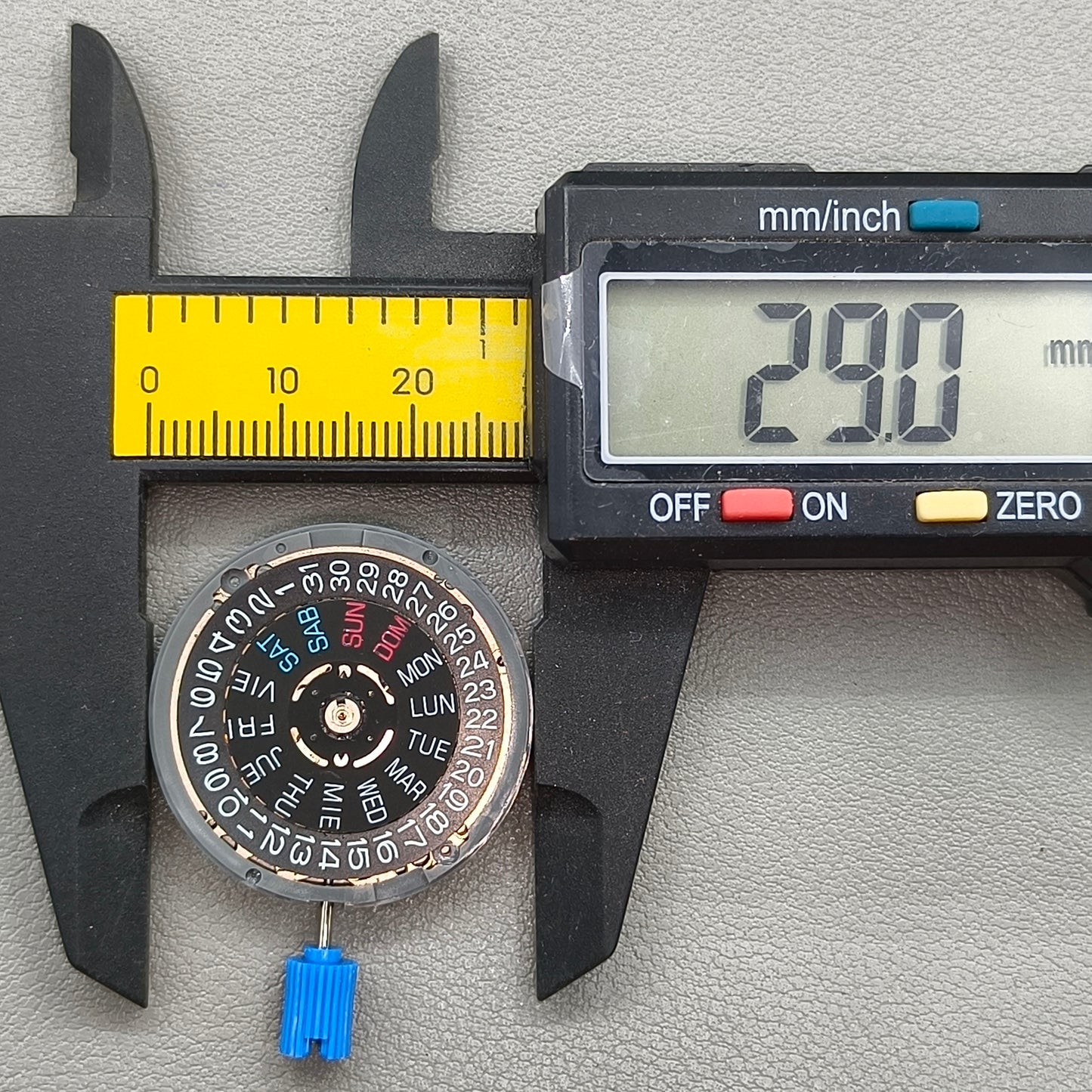 Seiko NH36 NH36A Mechanical Movement Black English Letter Week Crown@3.8