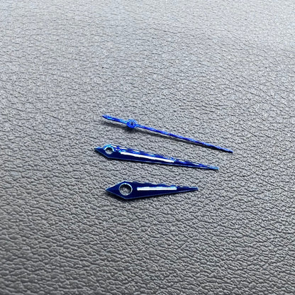Blue Arrow shaped lume watch hands set compatible with NH34 NH35 NH36 movements.