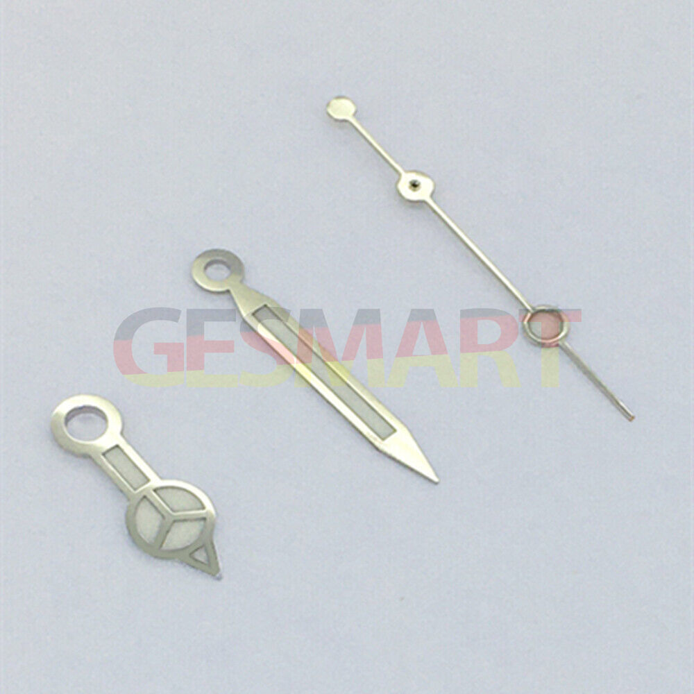 Aiguilles de montre polies vertes et bleues avec garniture argentée pour modèles Asian 8215/2813/8205