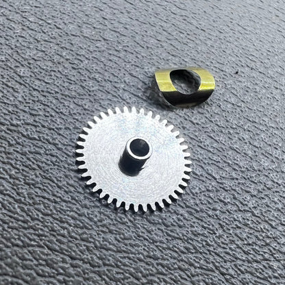Set of 3 train bridge and hour wheel components for Seagull ST3600 and ETA6497 watch movements.