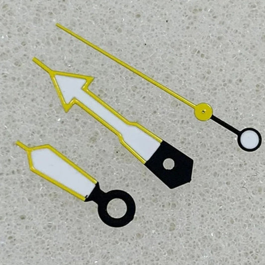 13mm Arrow Shape Yellow Trim Watch Hands Green Lume Fit for NH35 NH36 4R36 7S26 Movement
