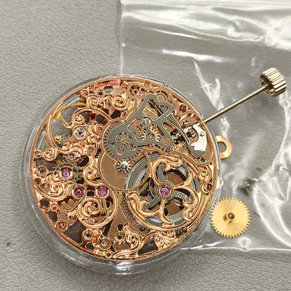 Seagull ST3600 6497 Rose Golden Hollow Carved Mechanical Movement