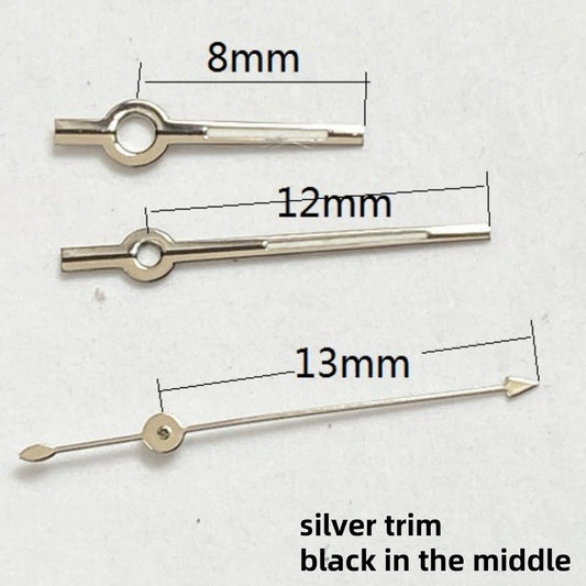 Aiguilles de montre argentées 13 x 12 x 8 mm pour mouvement mécanique automatique Seagull ST6