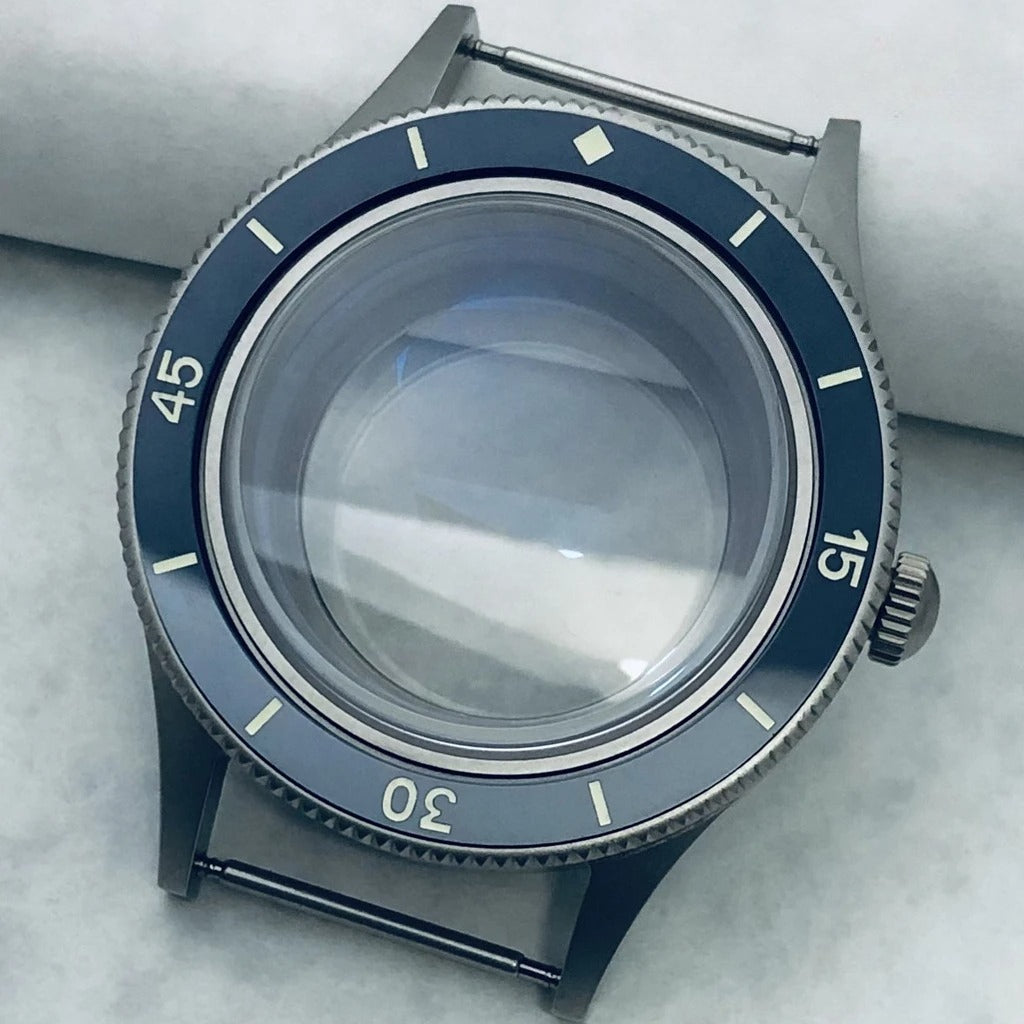 40mm Titanium Watch Case Lume Bezel Double Domed Coated AR Fit NH34/35/36 4R35