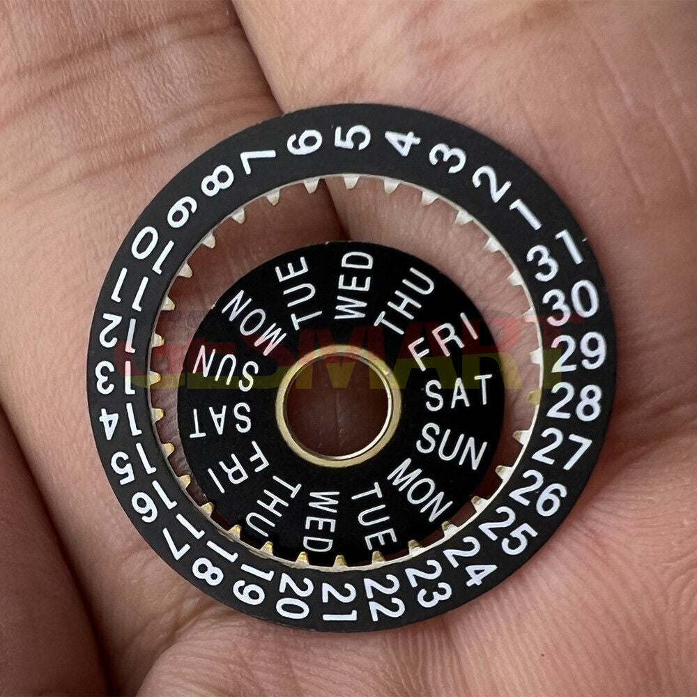 Pilot Black Date Disk and Week Wheel for China Made/ETA 7750 Movement watch accessories by Generic brand.