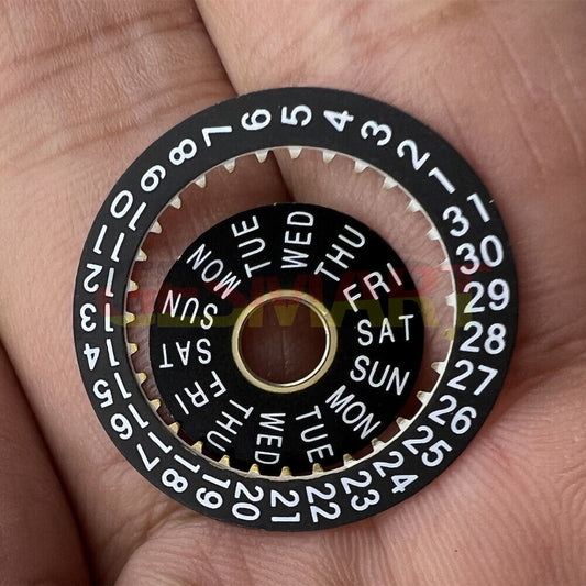 Pilot Black Date Disk and Week Wheel for China Made/ETA 7750 Movement watch accessories by Generic brand.