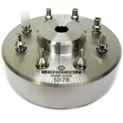 Bergeon 5378 Swiss watch hand fitting tool with 9 precision stakes for delicate watch accessory repairs