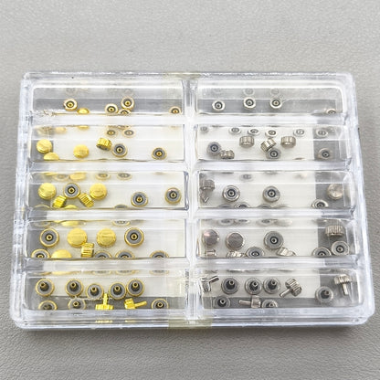 Assortment 100 PIECES/Box Stainless Steel Waterproof Watch Crown Set