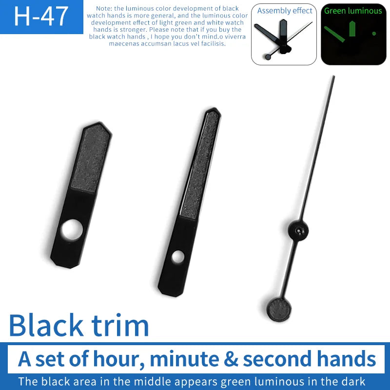 Black Trim Dark Grey With Lume Watch Hands Fit For 6309 Ne15 NH35 7009 7002 7S26