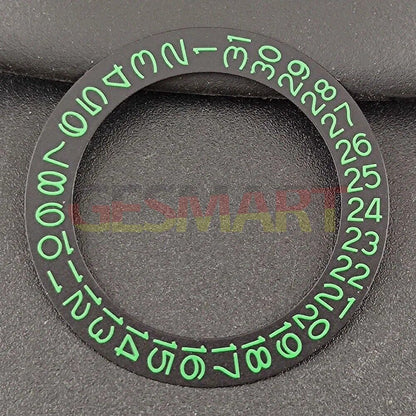 Black background date disk overlay with green numerals for NH35 NH36 watch movements.