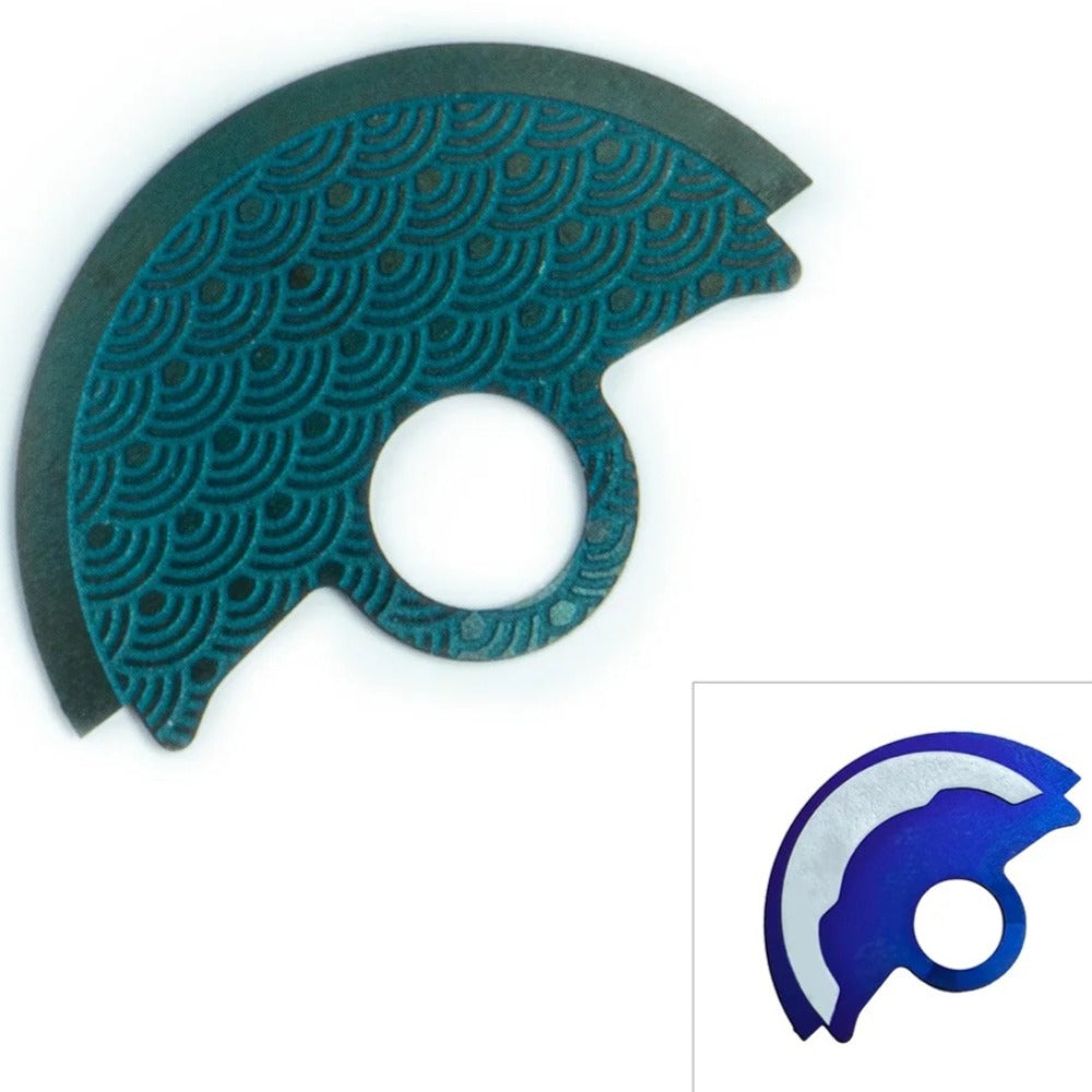 Dark blue waved rotor oscillating weight for NH35 NH36 7S26 4R35 watches, enhancing movement precision.