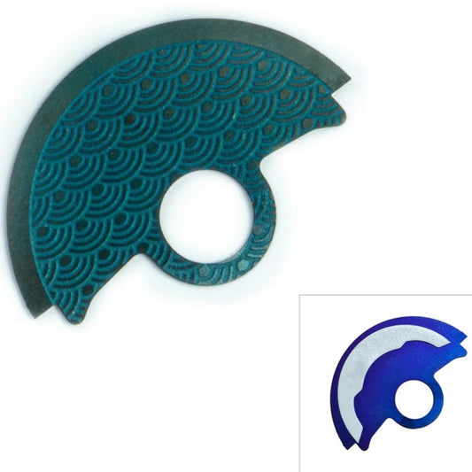 Dark blue waved rotor oscillating weight for NH35 NH36 7S26 4R35 watches, enhancing movement precision.