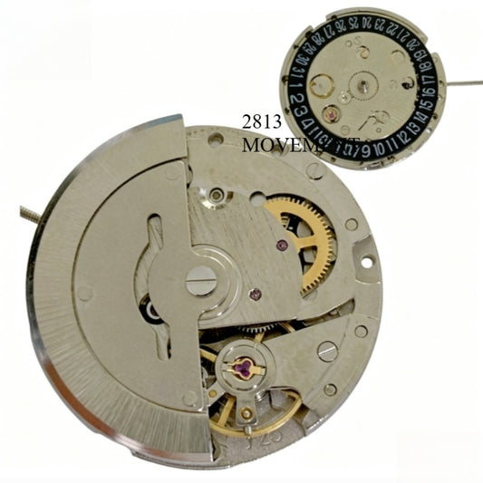 Chinese 2813 8205 Automatic Mechanical Movement Date At 6 Golden Wheel Black Disk