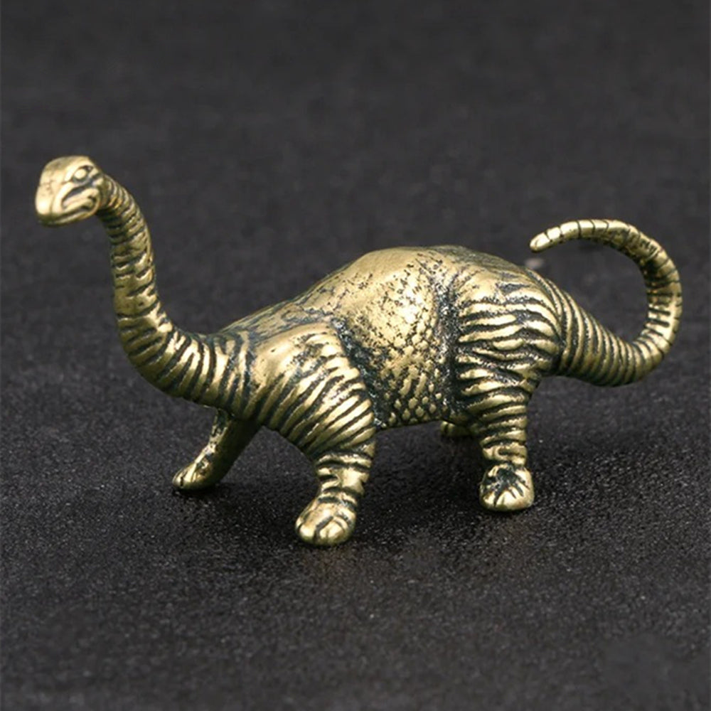Hand-carved solid copper dinosaur figurine, vintage bronze model for watch accessory display.