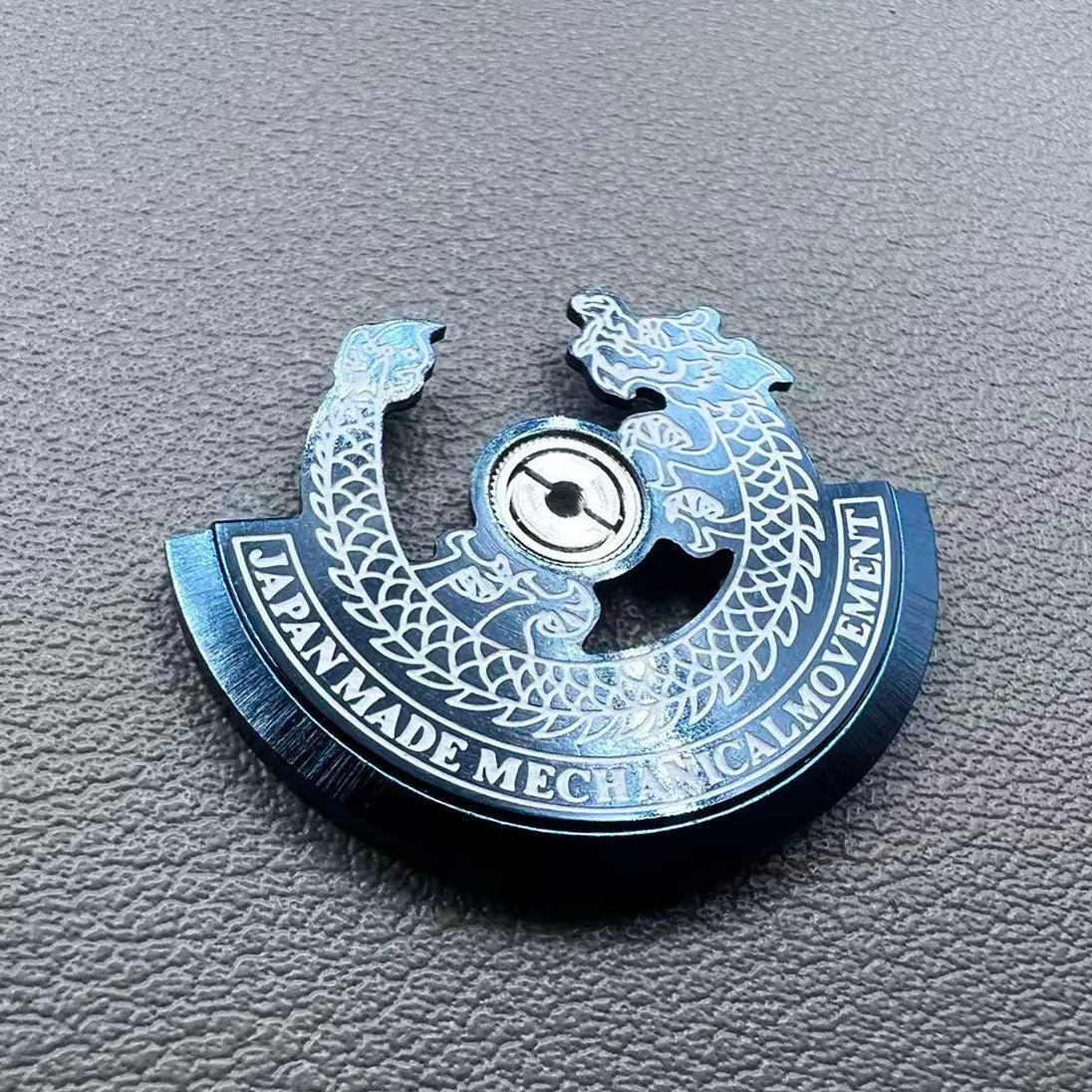 Blue Dragon silver carved rotor for NH35 NH36 watch movement, enhancing precision and style.