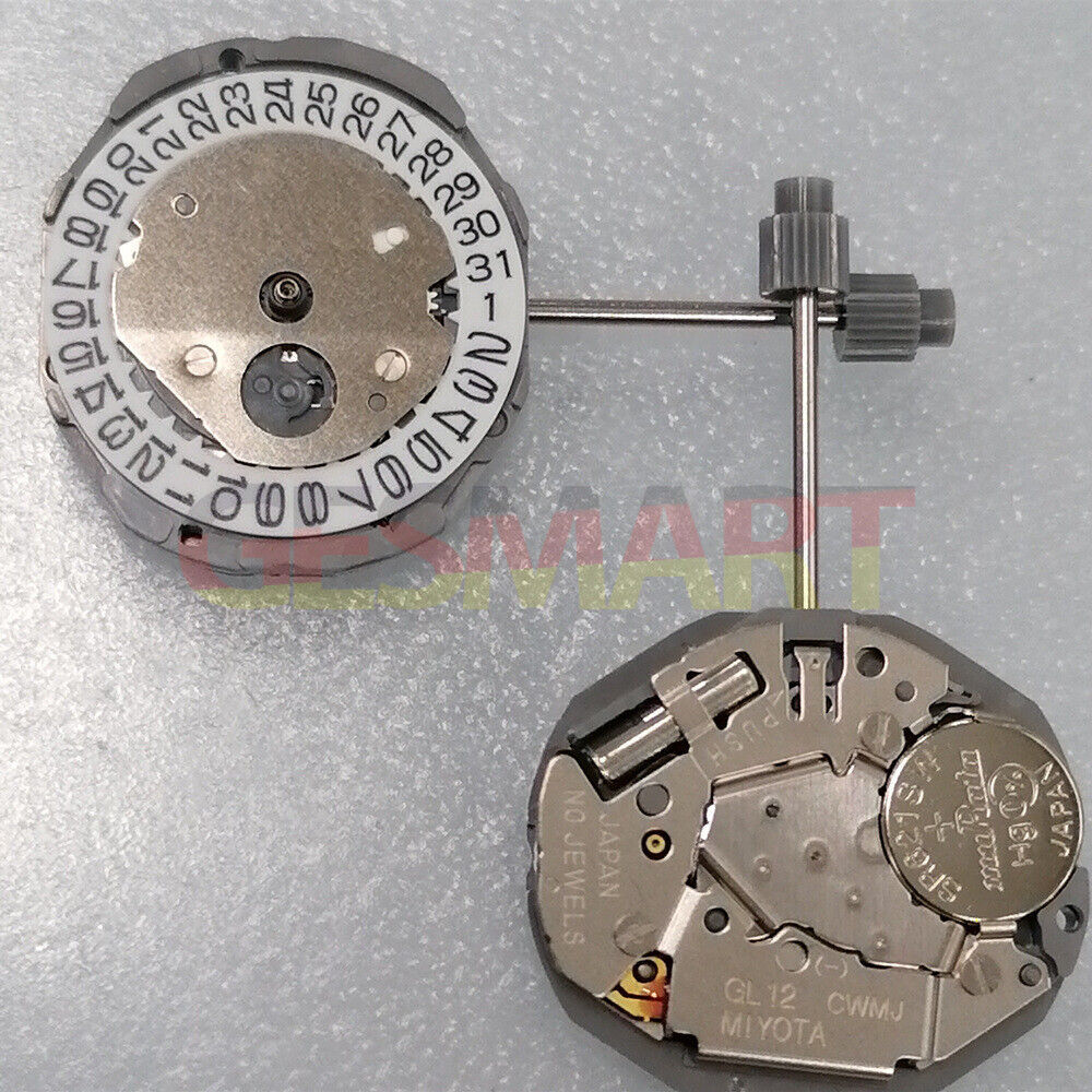 Miyota GL12 Japan quartz movement with 3 hands, precision replacement for GL10, durable and reliable.