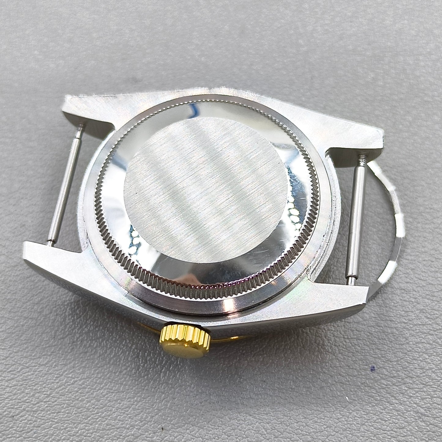 36mm Rose Gold Diamond Steel Watch Case with Magnifier for NH35/36 Sapphire Crystal