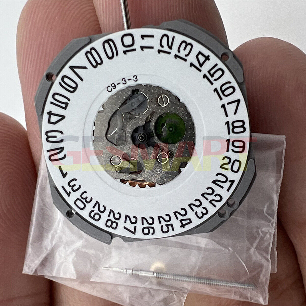 Miyota 1S13 quartz movement with date display at 3 o'clock, precise timekeeping for watches