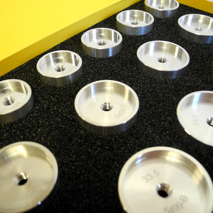 Bergeon 5499-15 aluminium dies set for tension ring watch crystals, precision tool for watchmakers.