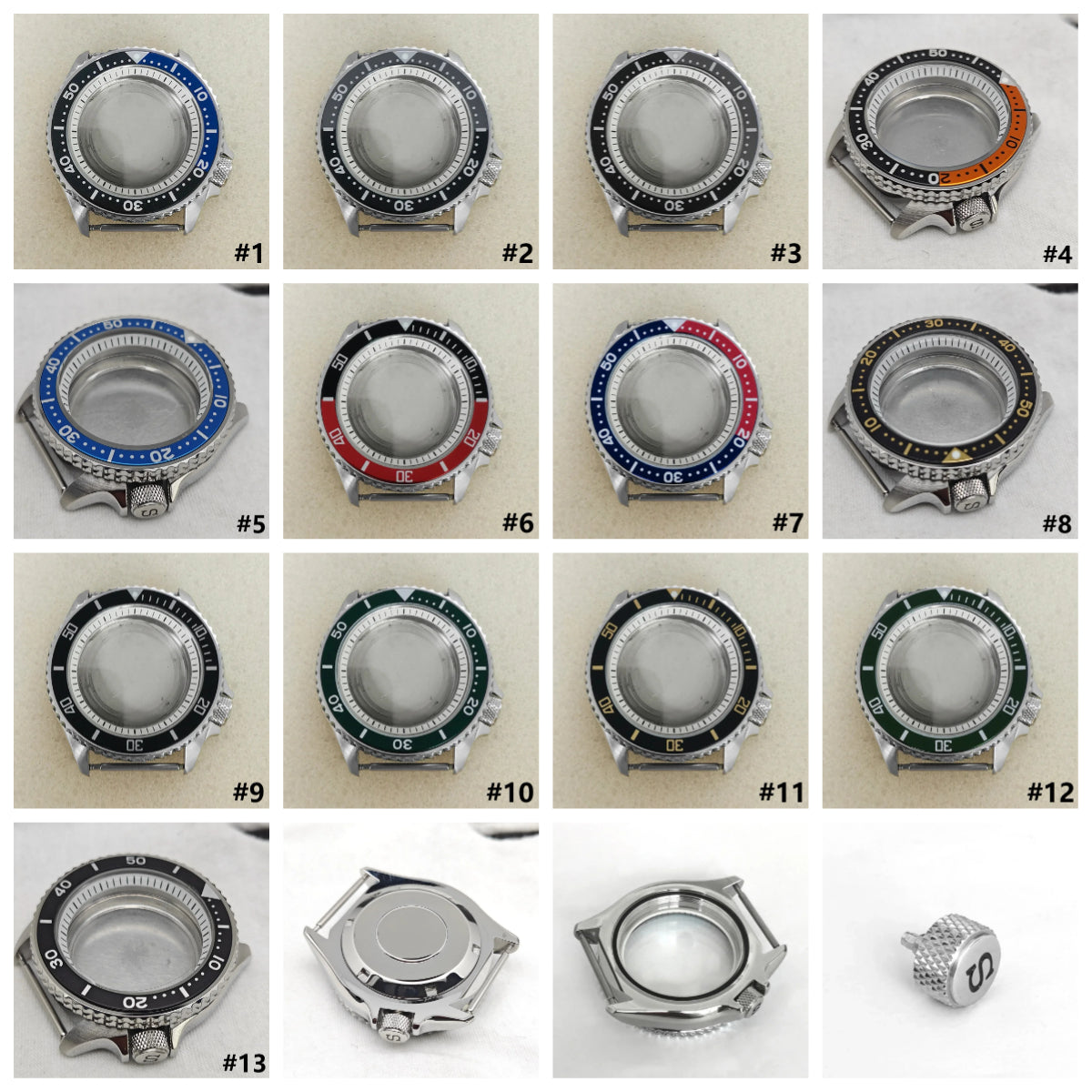 41.5mm White Chapter Ring+Bezel Stainless Steel Case Set for SKX007 NH35/NH36/4R