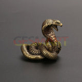 Solid Copper Cobra Trinket Vintage Hand Carved Bronze Model Figurines