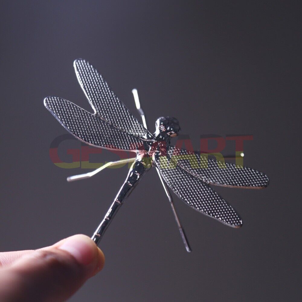 Alloy silver and gold dragonfly trinket, hand-carved collectible decor piece.