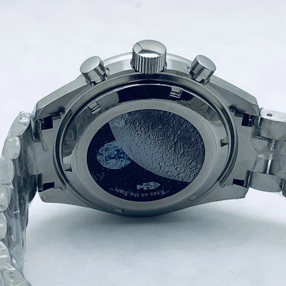 39.7mm Watch Moon Back Cover Case Chronograph Fit VK63 VK64 For OMG 20mm Strap